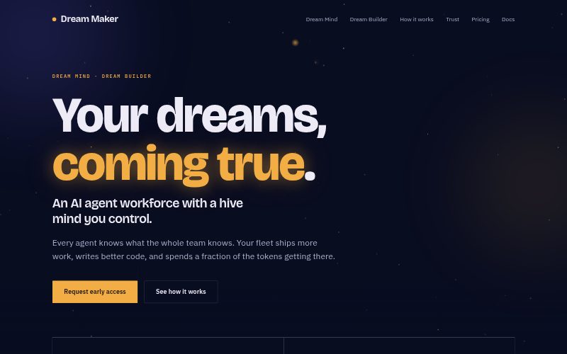 Screenshot of the Dream Maker website